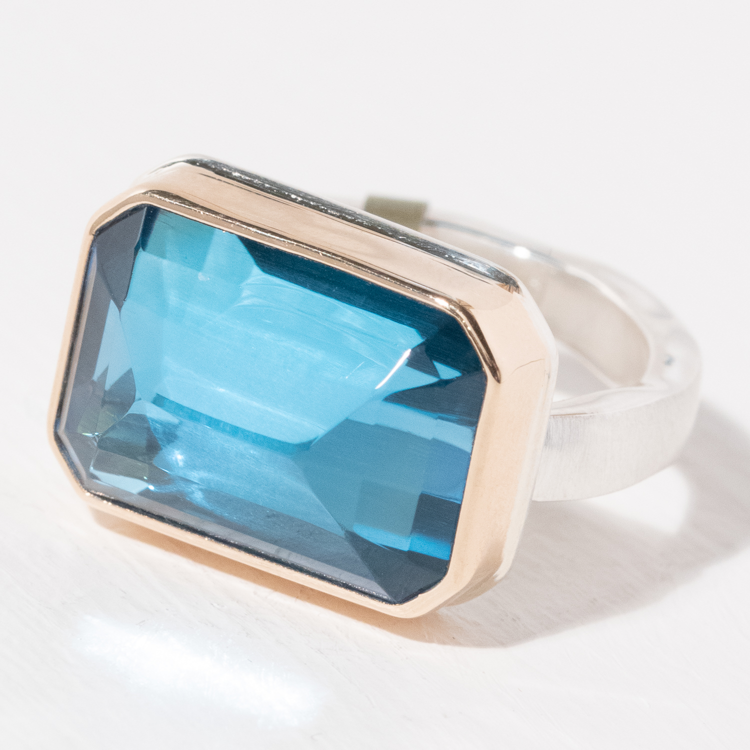 Jamie Joseph Swiss Blue topaz, Sterling Silver, 14K Gold, size 7