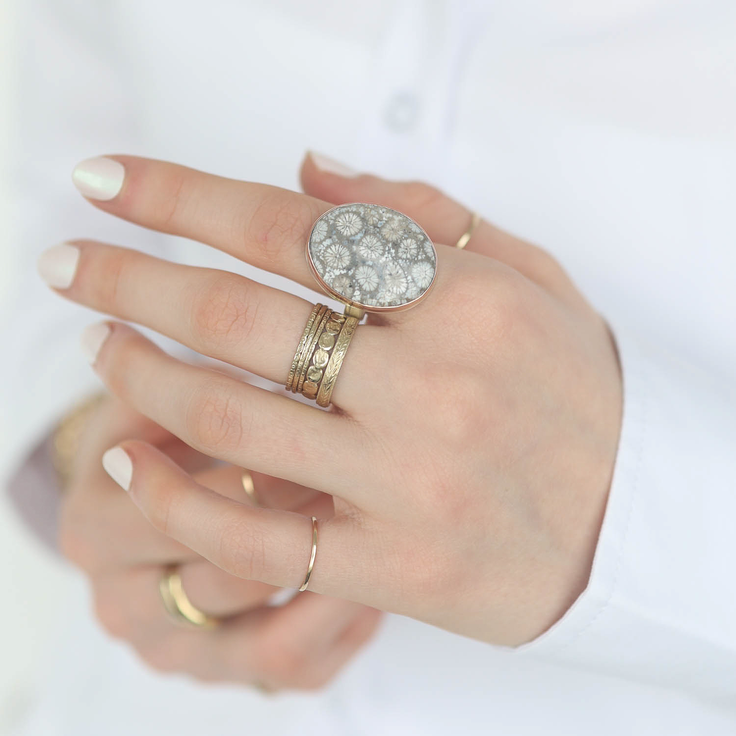 Jamie Joseph Trunk Show: Ring 83, Fossilized Coral, Size 7.5