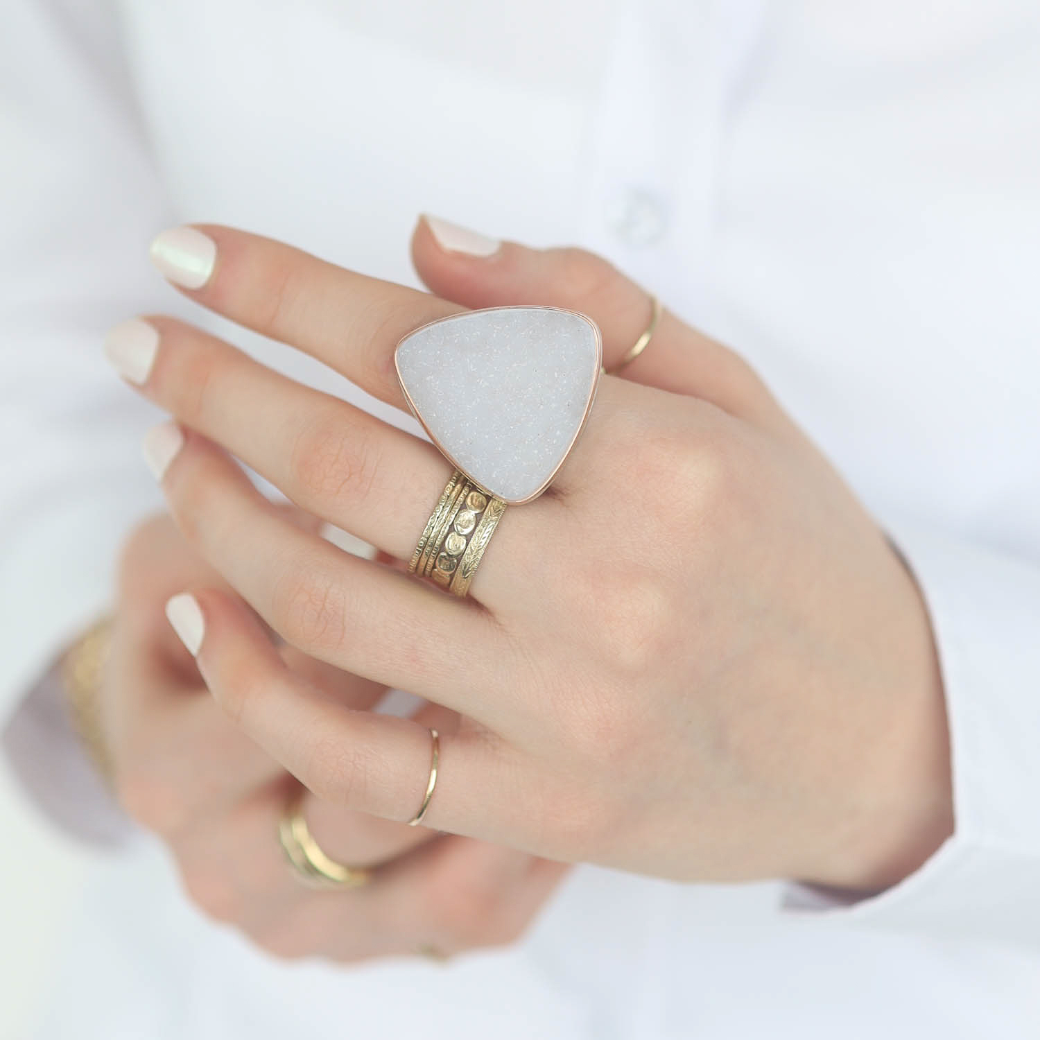 Jamie Joseph Trunk Show: Ring 94, Brazilian White Drusy, Size 8