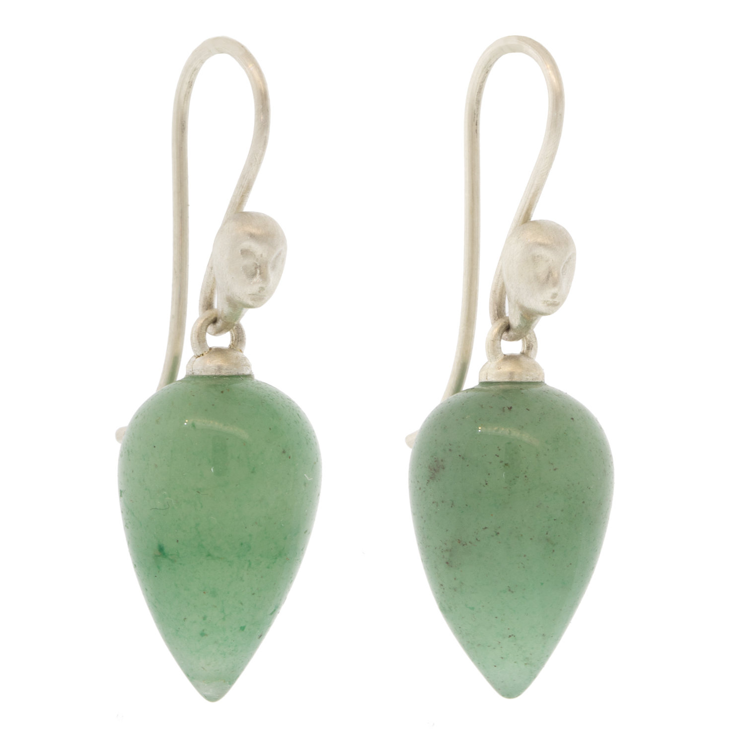Hannah Blount: Aventurine Figurehead Cameo Earrings, Bright SS