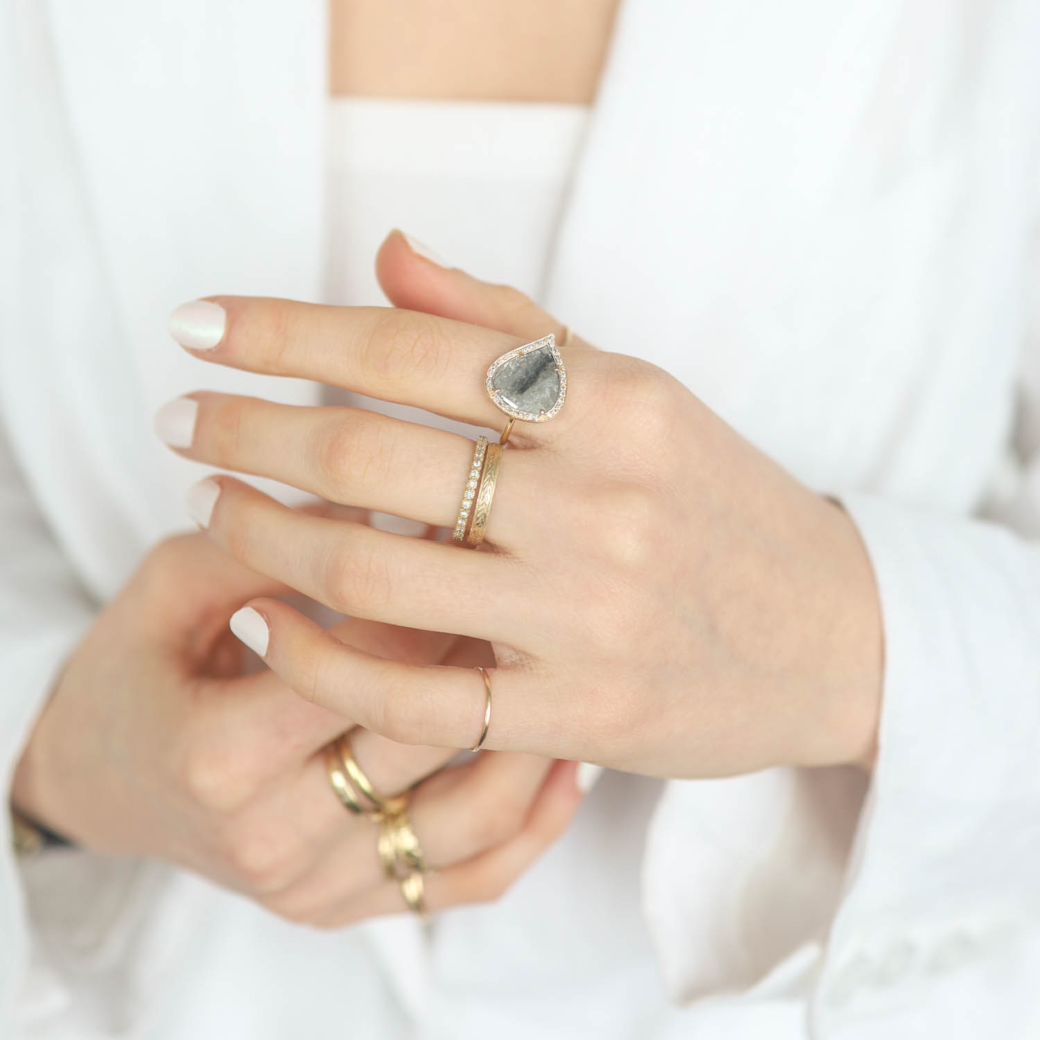 Celine Daoust: Ring,14k Yellow gold,STELLA,Rose cut and Brilliant diamonds,One of a kind