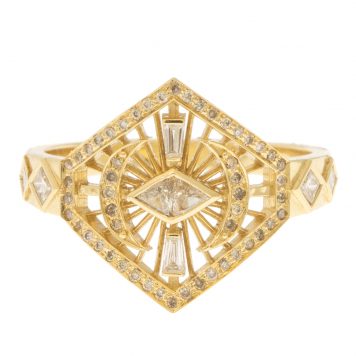 Celine Daoust:Ring,Ring Plate,2 Diamond triangles and Moons ,14k YG