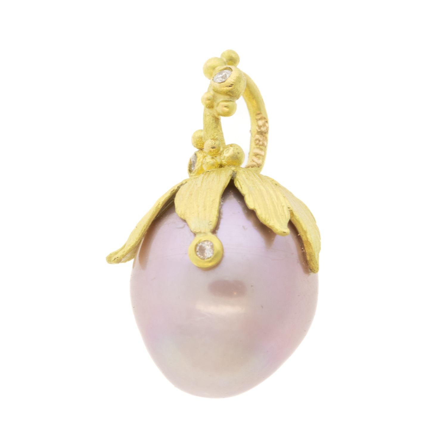 Lene Vibe: Pendant,18K gold,Freshwater Pearl,0.03ct white diamond