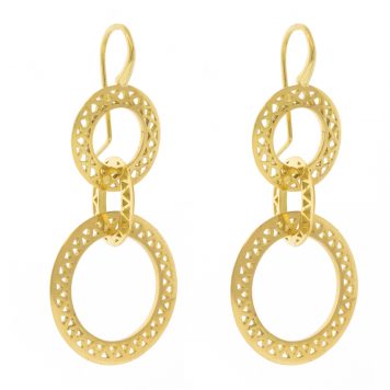 Ray Griffiths: 18k yellow gold small Crownwork gypsy hoops on hooks
