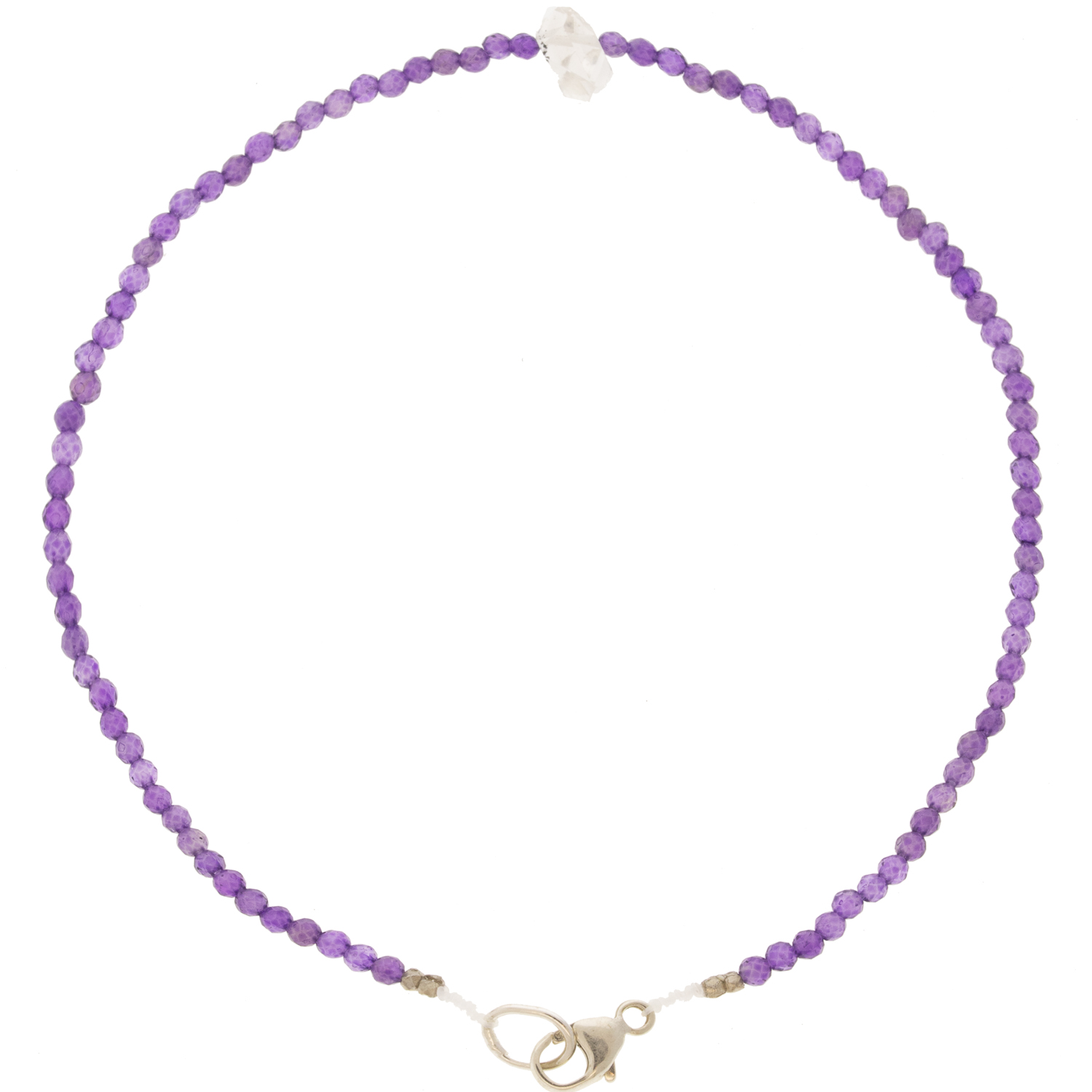 Margaret Solow : Bracelet,SS,Amethyst & Herkimer,15