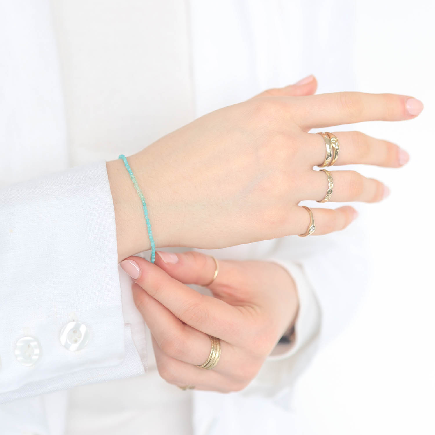 Margaret Solow : Bracelet,SS,Amazonite and emerald,24