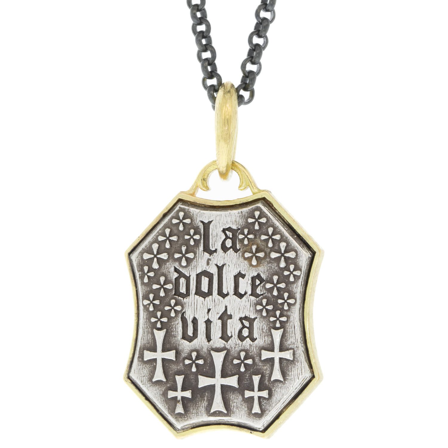 Erica Molinari Trunk Show: ss/18k white diamond HAND engraved diamond cross - "The sweet life" - .43cts