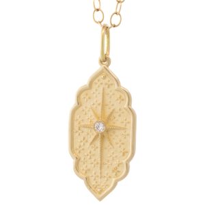 Erica Molinari: Charm,14k Elongated diamond North star-Aim for the Stars, .03cts, 1 7/16" x 9/16" including bail