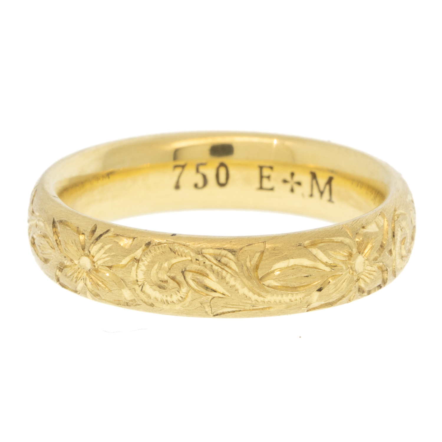 Erica Molinari Trunk Show: 18K slim Hand engraved band - size 6.75, measures 3/16" in width