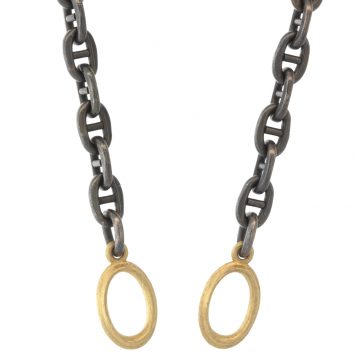 Erica Molinari : 16" SS oxidized open end chain necklace with one 18K plain link on each end