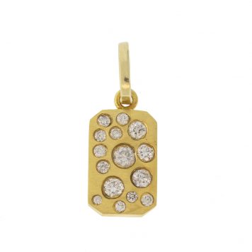 925SUNEERA:Pendant,La Petite,BOWIE,14K Yellow gold with scattered diamonds,0.20cts(9mm/13mm)
