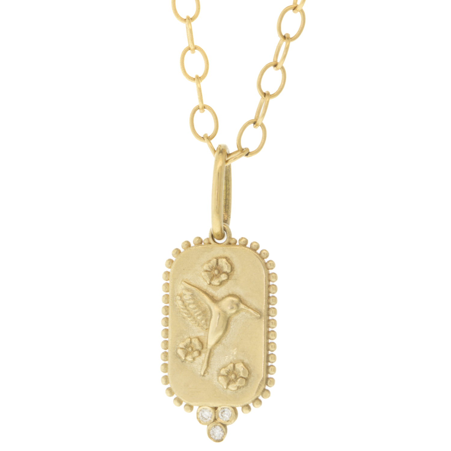 Erica Molinari Trunk Show: 14K Small Hummingbird 'She flies with her own wings'-0.03cts 3 Granules