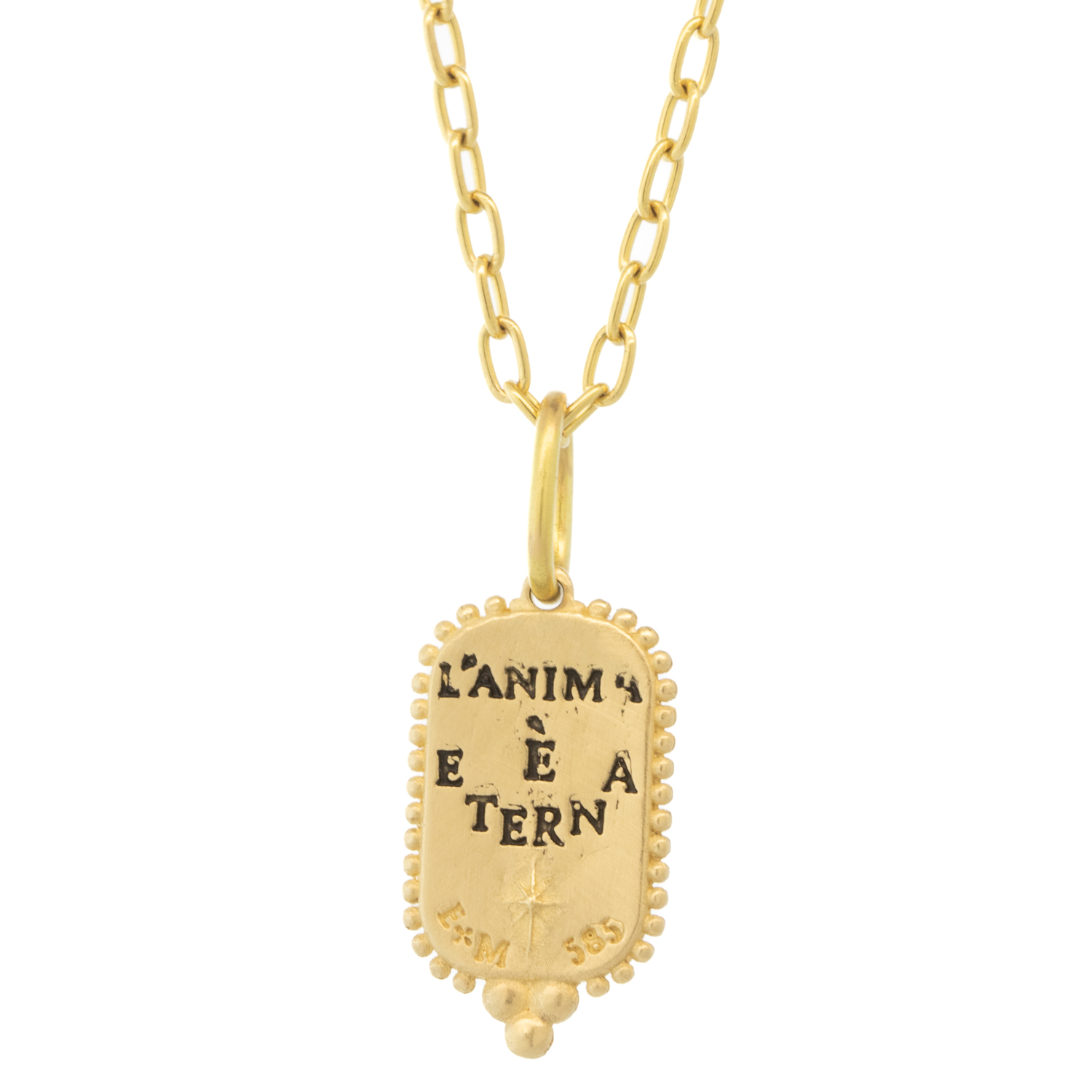 Erica Molinari Trunk Show: 14K Small rectangle Man in the moon & North star-The soul is eternal 0.03cts