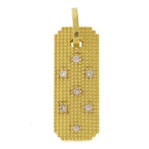 925SUNEERA:Pendant,CYD bar,14k YG w/scattered white diamonds,0.08cts 14k bail,9mm/22mm