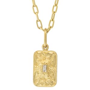 Erica Molinari: 18k medium SOFT RECTANGLE baguette diamond .05cts