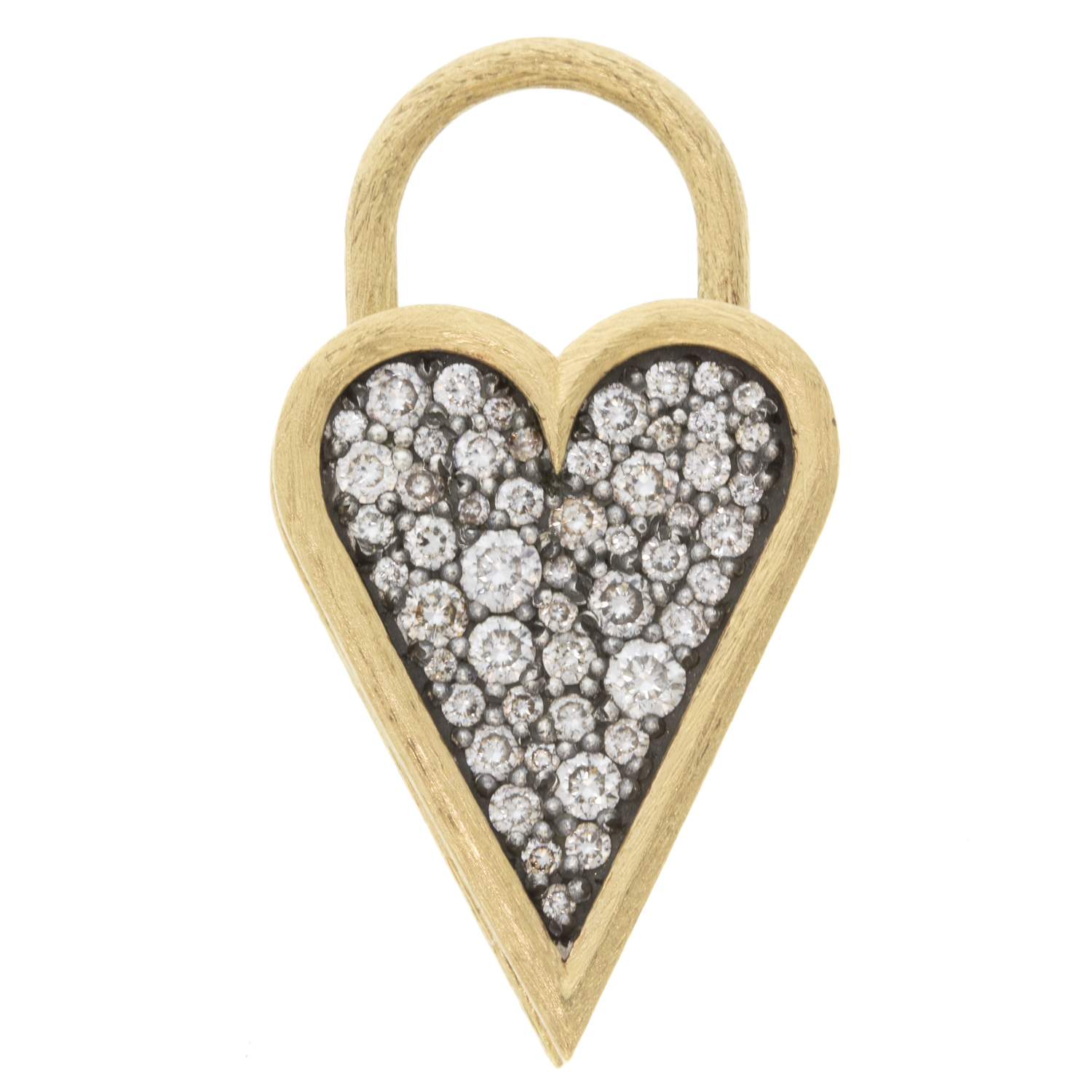 Erica Molinari Trunk Show: ss/18k medium slim shimmer pave heart - "She flies with her own wings" - .90cts