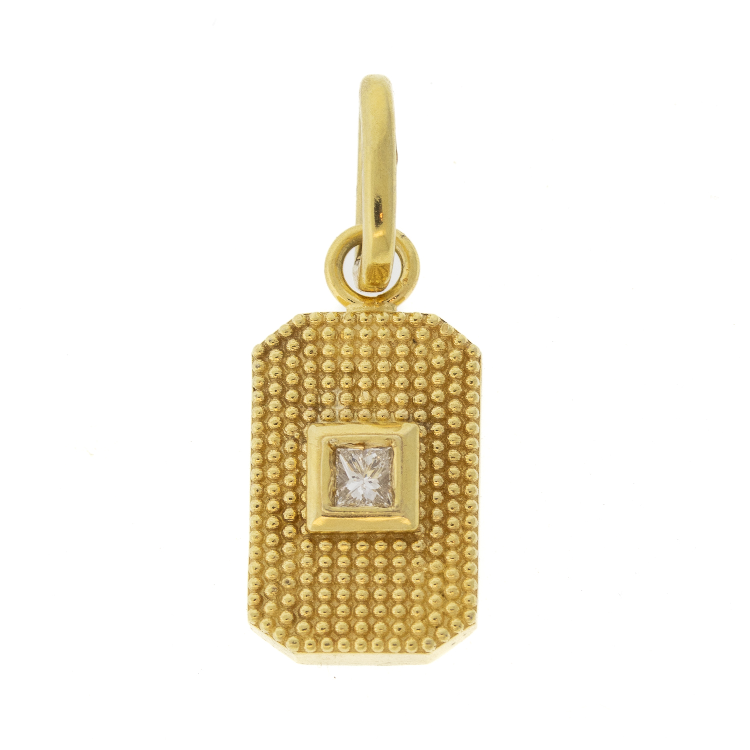 925SUNEERA: Pendant,La Petite,YANHA,14k yg w/white princess cut diamond 0.10cts,14k bail and bezel(9mm/13mm)