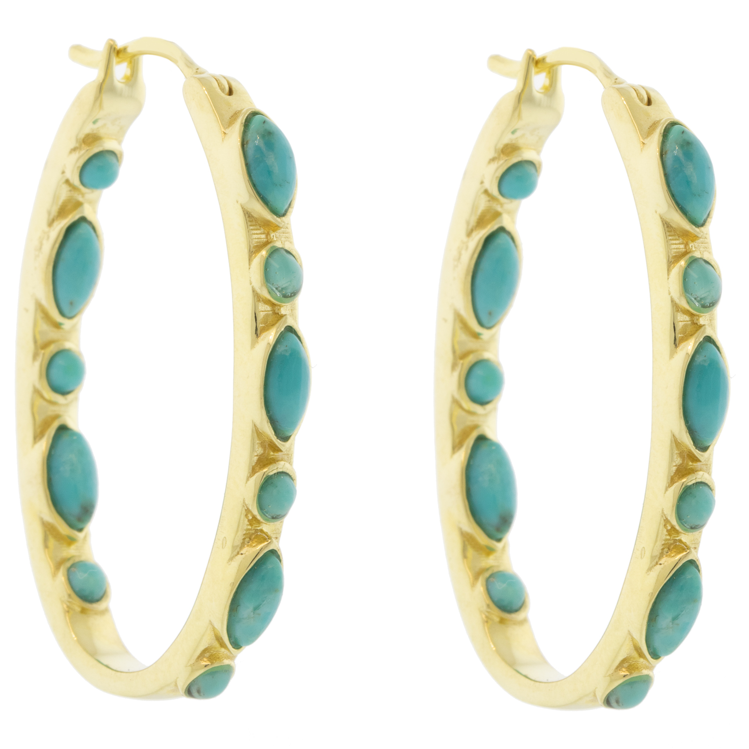 Lulu: Casablanca Hoops, turquoise, 18K gold vermeil oval hoops
