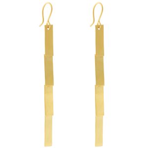 Jane Diaz: Long Rectangular Cascade Earrings, Gold Plate