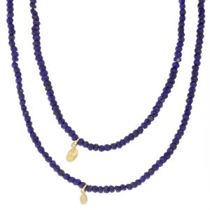 Victoria Cunningham: Necklace, 32", Lapis 14k gold dots 3 in 1
