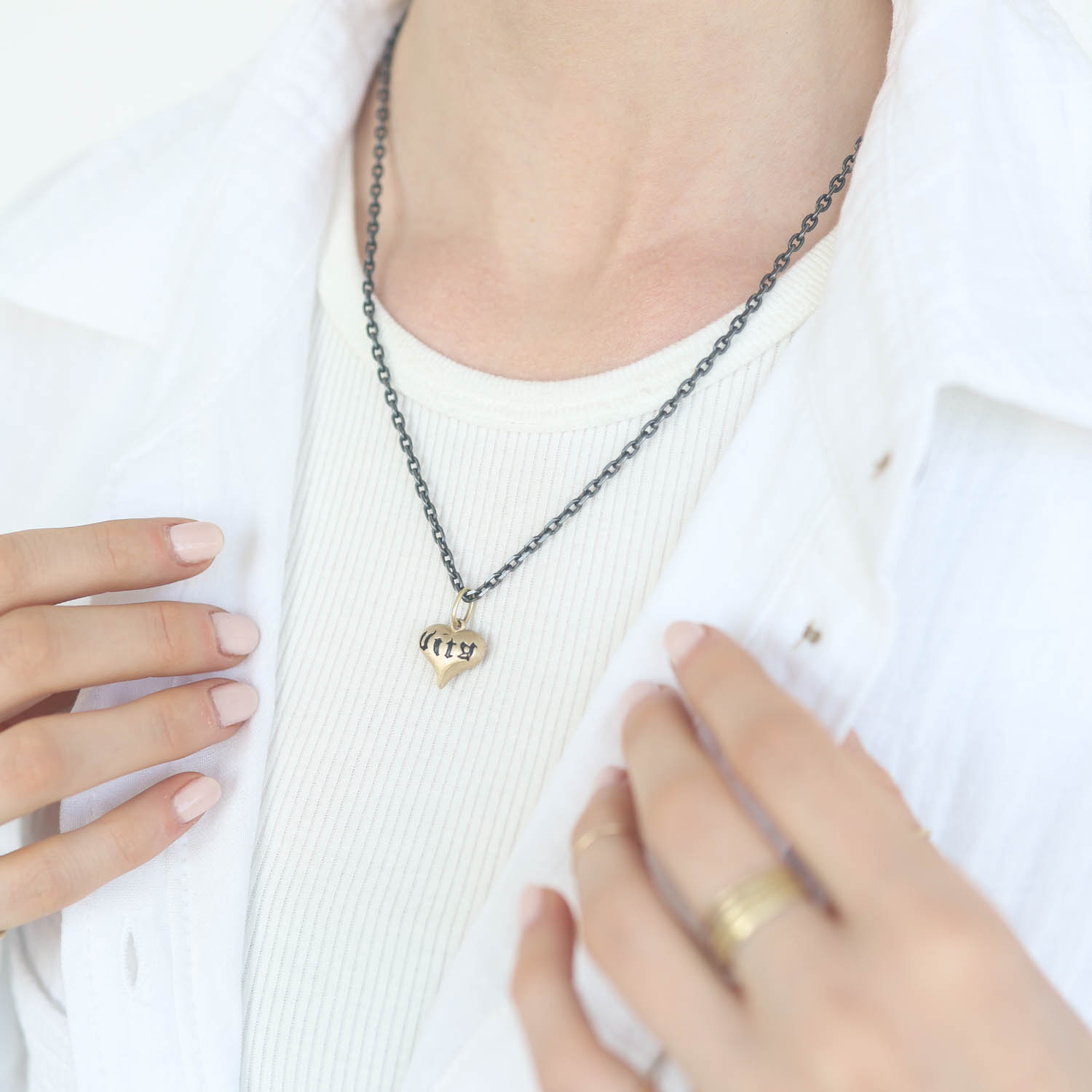 Erica Molinari Trunk Show: 14k large fat carved puff heart - "Love & life"