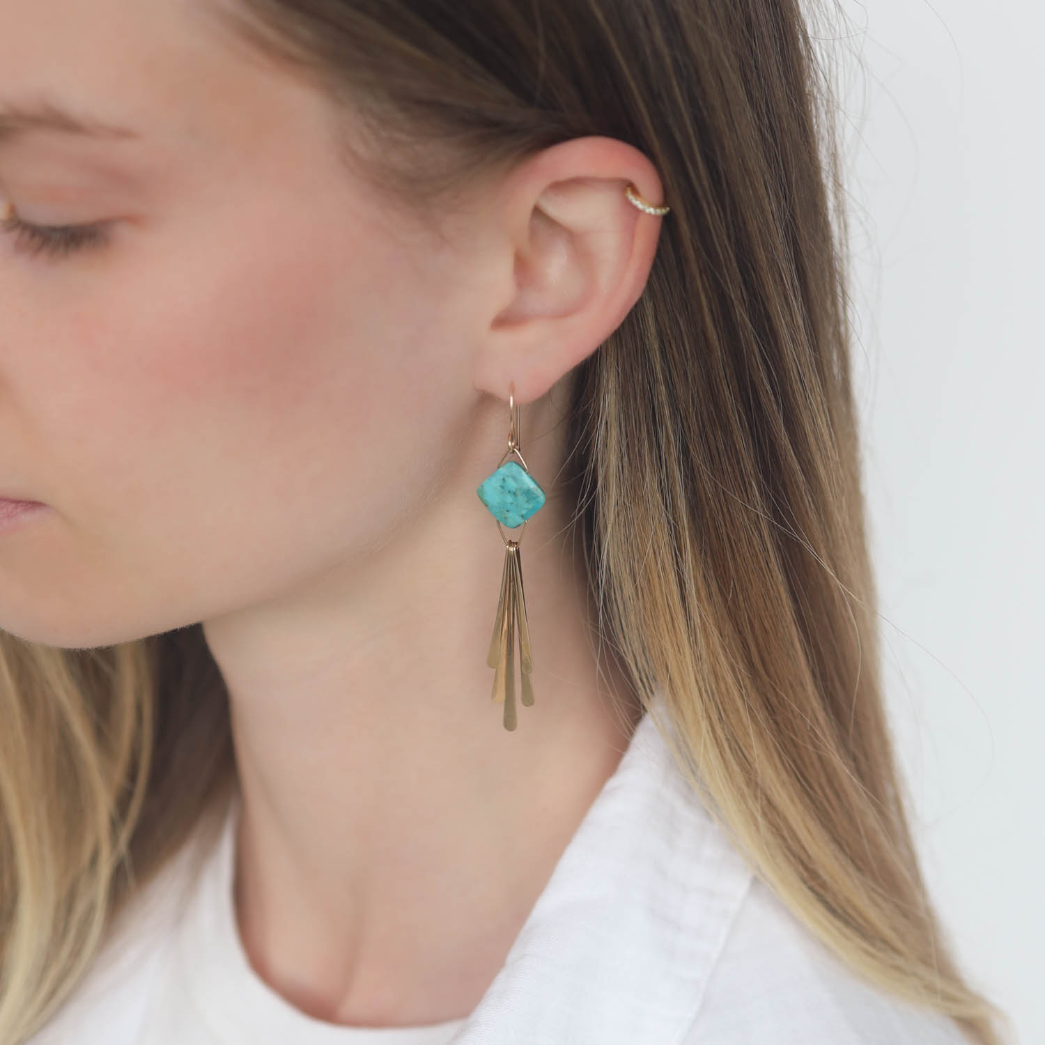 LuLu: Winslow Earrings - square, Turquoise