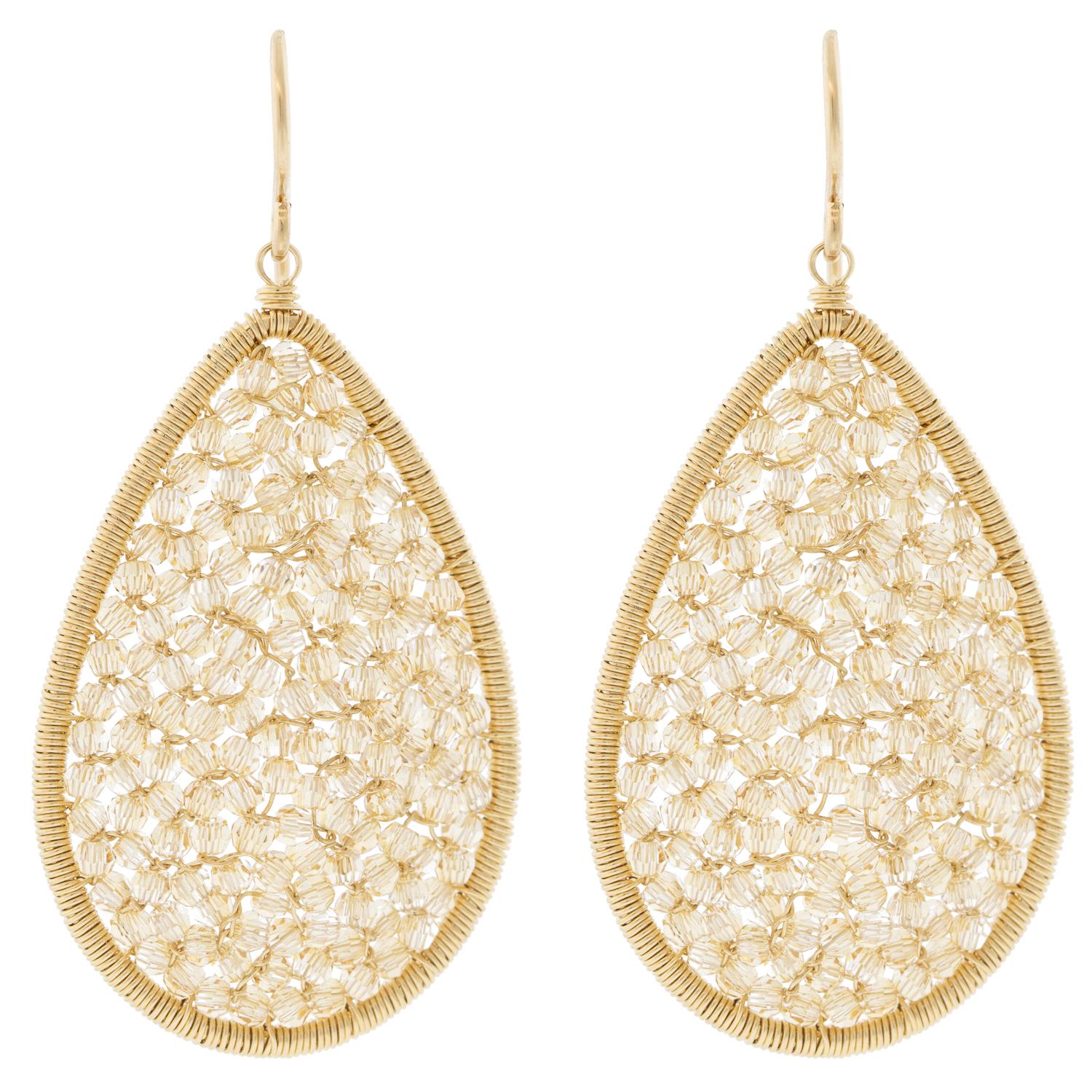 Dana Kellin: Earrings, 14K Gold Fill, Crystal, Large Teardrop