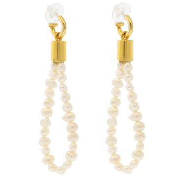 Catherine Canino: Pearl teardrop Hoop Earring-MEDIUM
