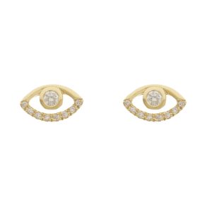 Melissa Joy Manning: 14k .11 diamond pave wink stud earring, 3/16" x 5/16"
