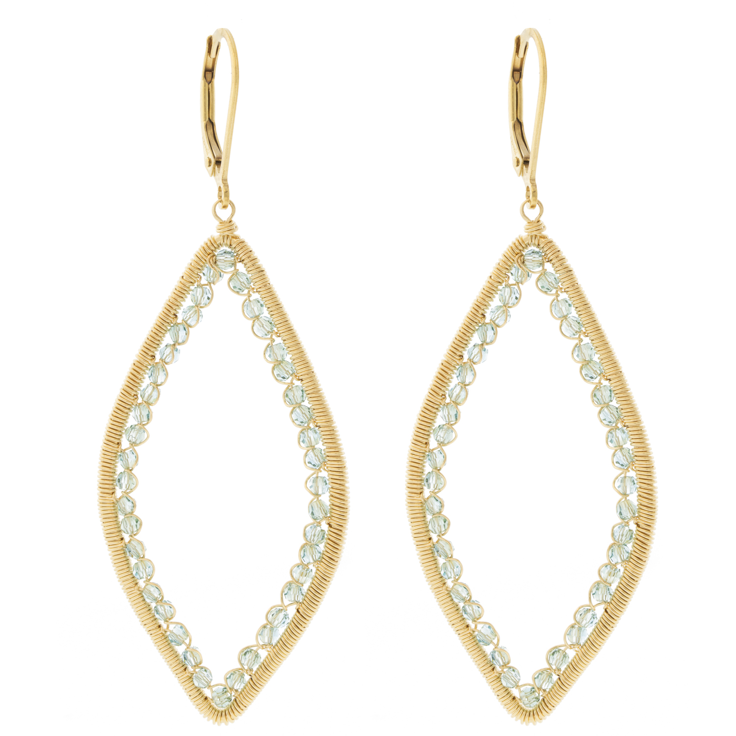 Dana Kellin: Gold Fill Marquis Aqua Shadow Crystals Outline Earrings