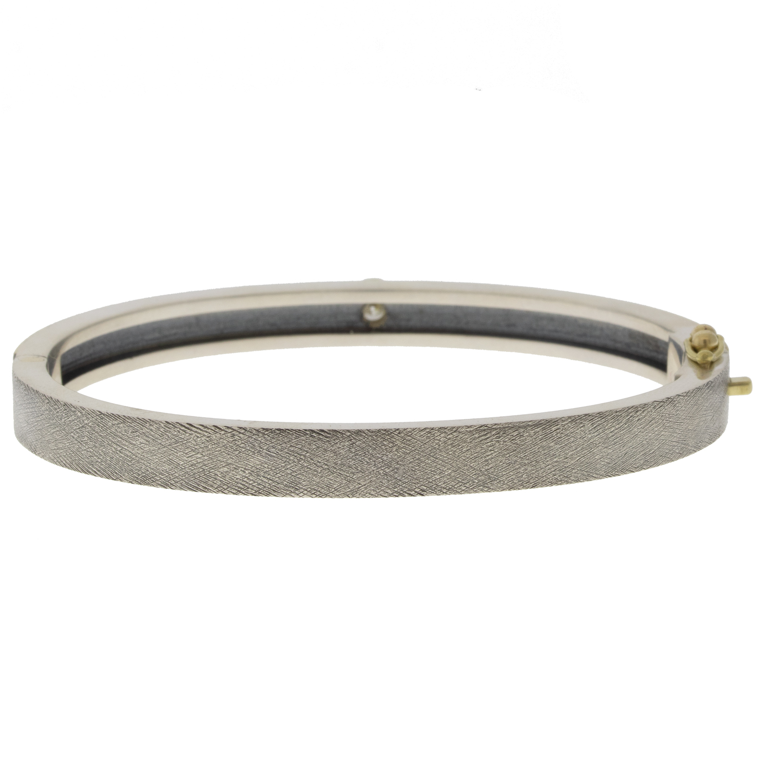 Rene Escobar:Junia,6MM YG FRONT, YG ROUND BEZEL & SILVER BACK BANGLE SET WITH 0.45CT IN DIAMONDS/ SIZE MED