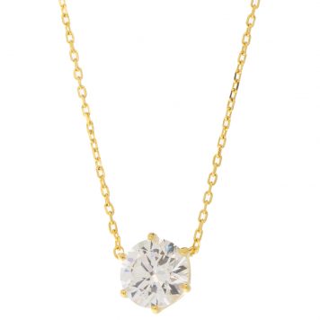 Tai: Necklace, Gold Vermeil Simple Chain Necklace with Medium Sized Clear CZ