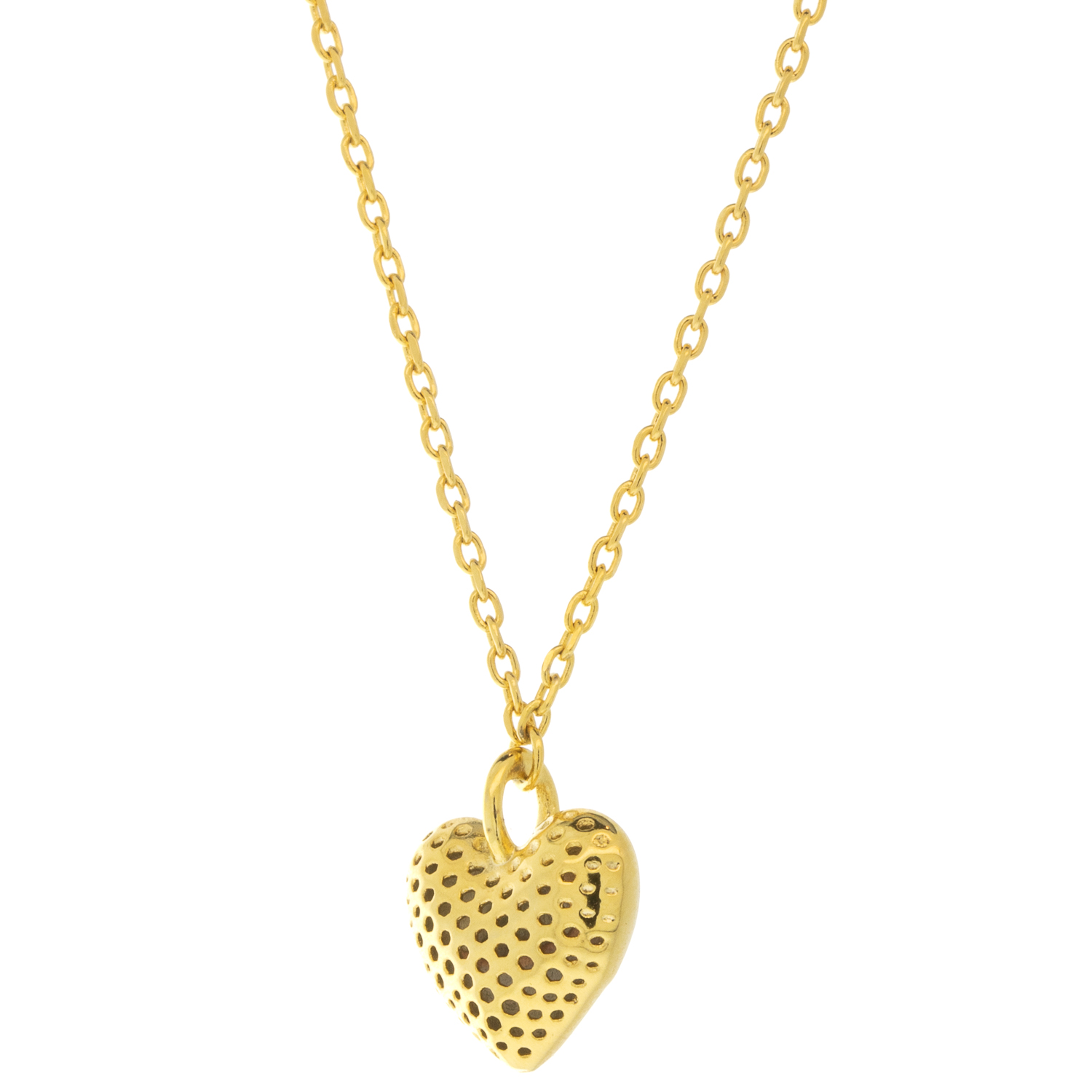 Tai: Necklace, Gold Vermeil Chain Necklace with Heart Pendant, 15-16.5"