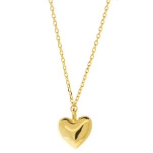 Tai: Necklace, Gold Vermeil Chain Necklace with Heart Pendant, 15-16.5"