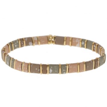 SHASHI: Tilu Bracelet, Sydney blush, 24k Gold Plated Beads , silk/cotton tassel