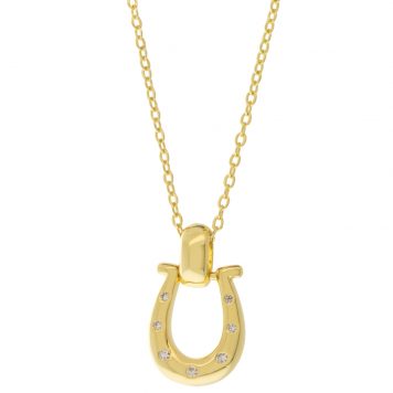 Tai: Necklace, Gold Simple Chain Necklace with Horseshoe Icon