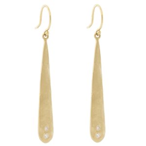 Victoria Cunningham: 14k long hammered teardrop and dia