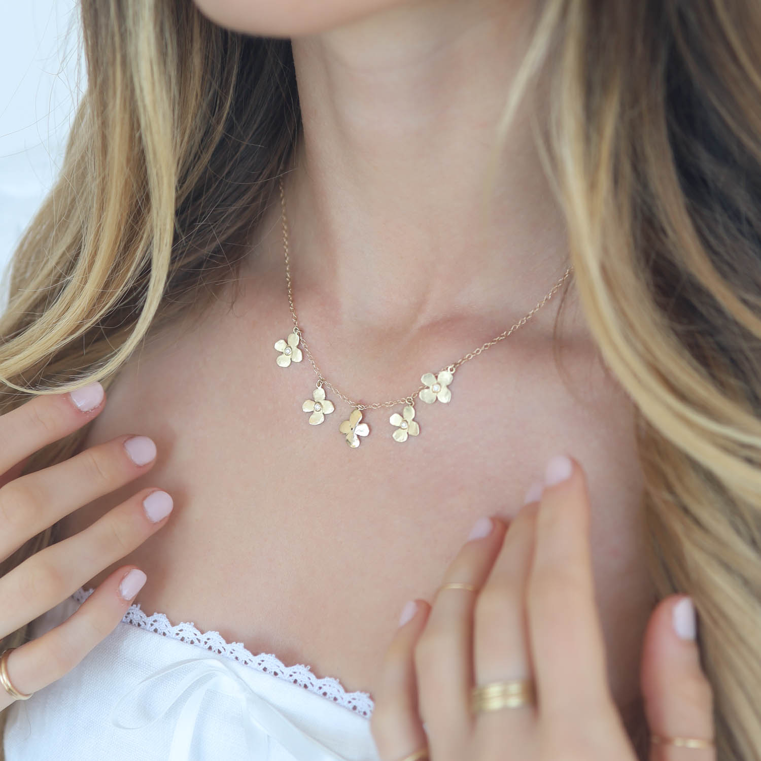 Victoria Cunningham Trunk Show: 14k 5 sm hydrangea dangle