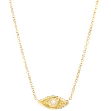 Victoria Cunningham Trunk Show: 14K tiny evil eye, Pendant measures 3/16" x 1/2", 15 1/2" , Chain measures 16 1/2"