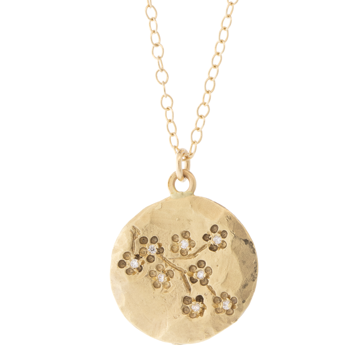 Victoria Cunningham Trunk Show: 14K Medium Hammered Cherry Blossom with Diamond
