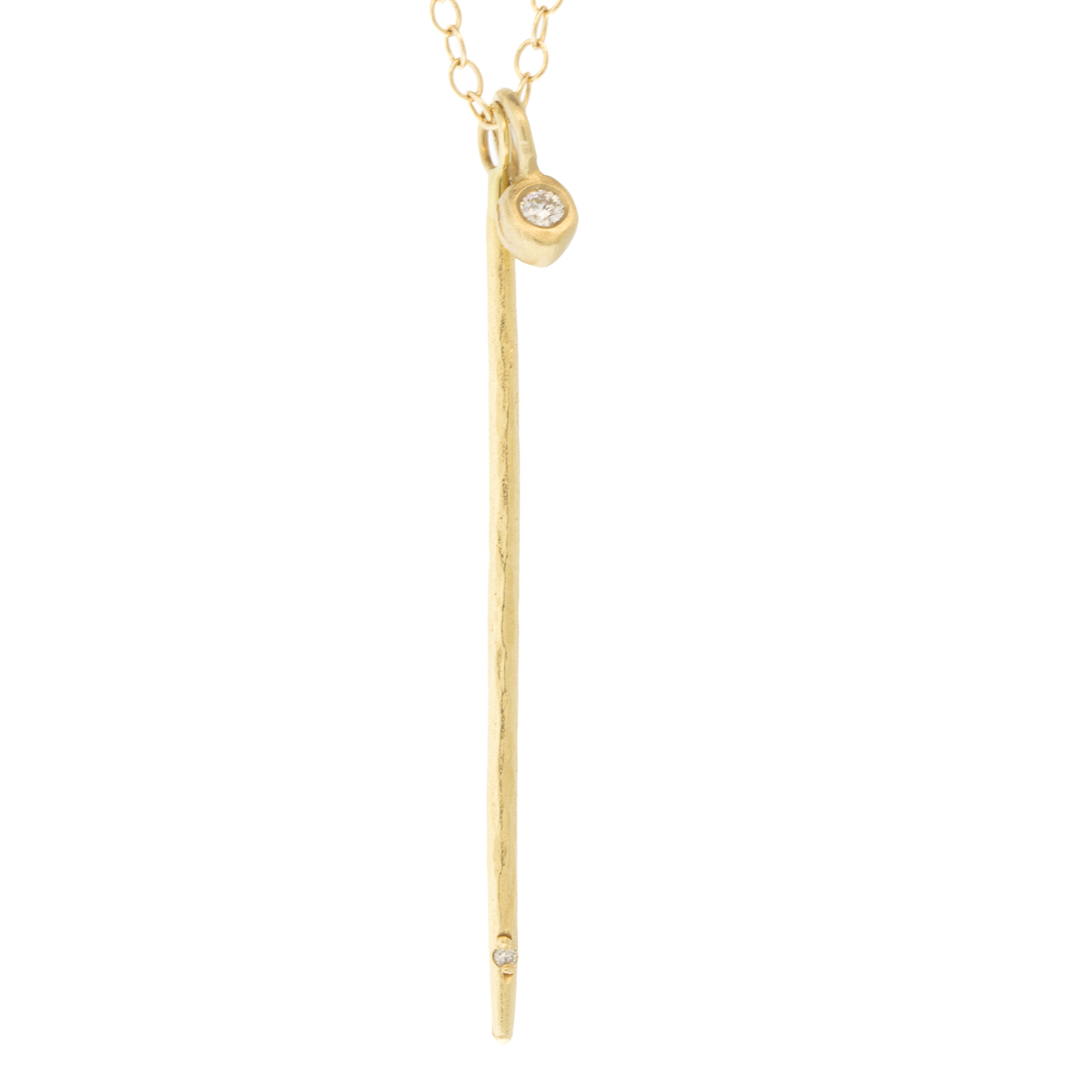 Victoria Cunningham: Necklace, Long Stick, Diamond, 14K yellow gold, 18 in length