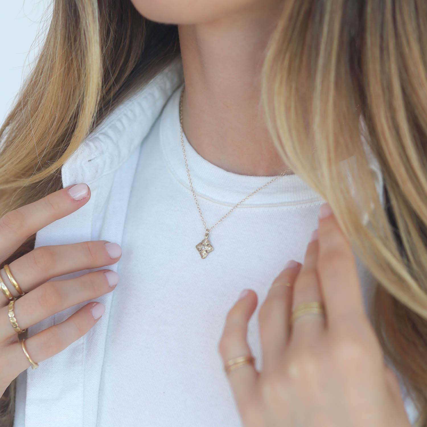 Victoria Cunningham Trunk Show: 14k hammered cross + rose cut diamond