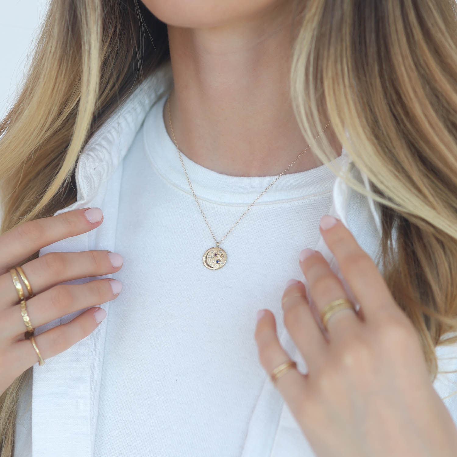 Victoria Cunningham Trunk Show: 14k moon & stars + multicolored sapphires
