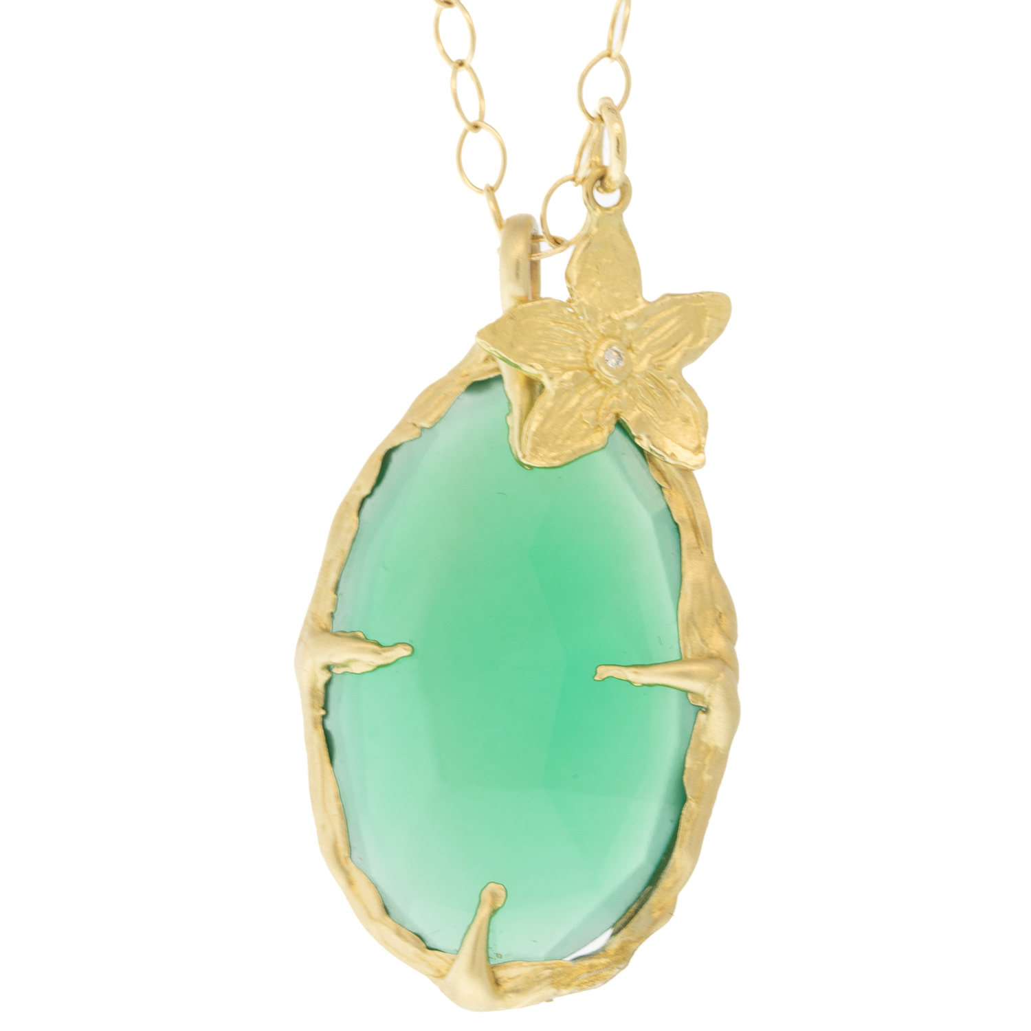 Victoria Cunningham Trunk Show: long oval green garnet + hanging flower