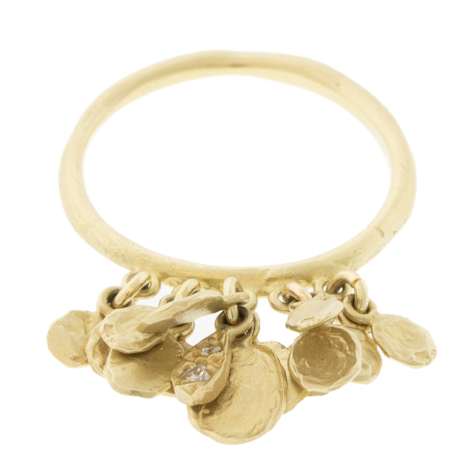 Victoria Cunningham Trunk Show: Ring, Dangling Flake, Diamonds, 14K Yellow Gold.
