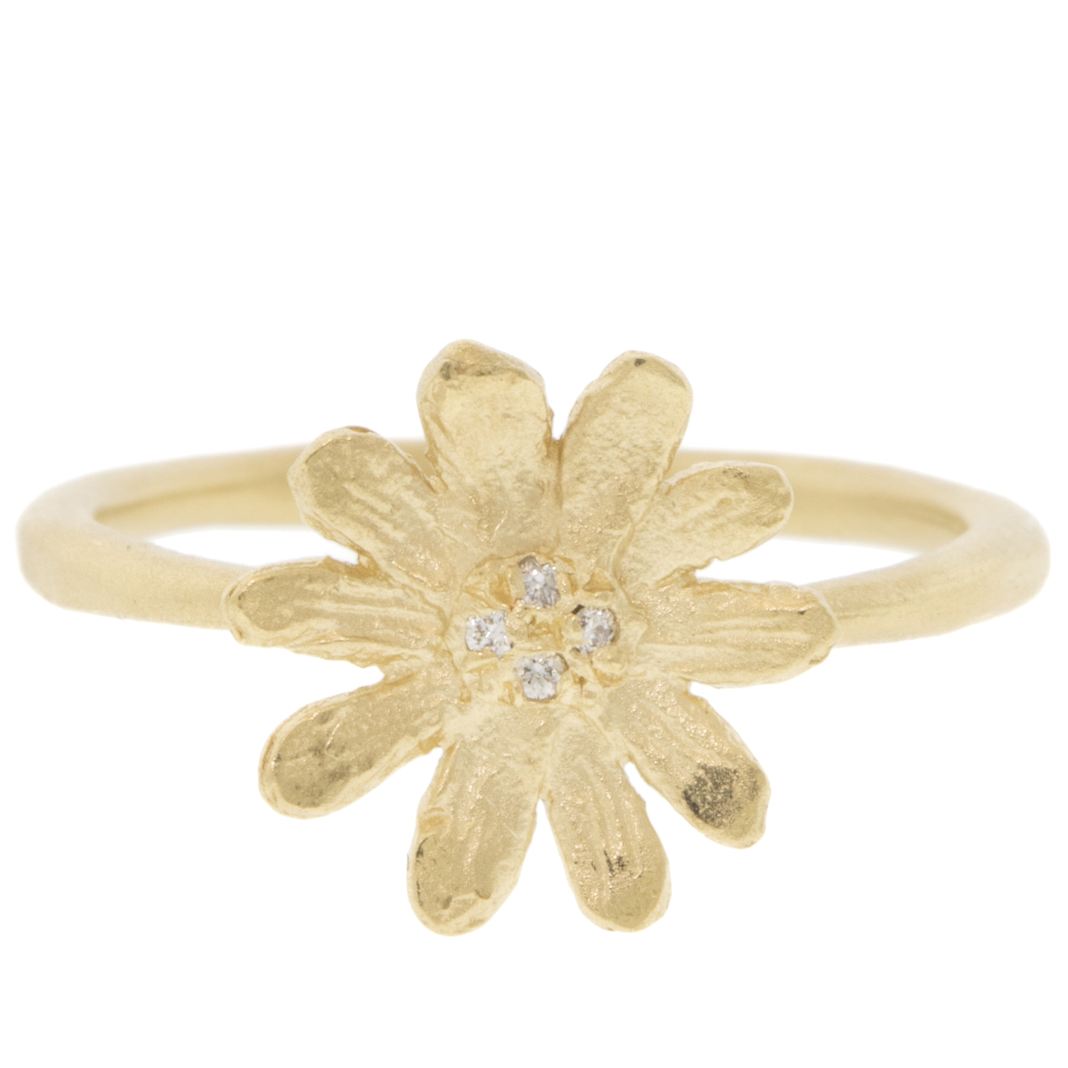 Victoria Cunningham Trunk Show: 14K small daisy ring + pave dia