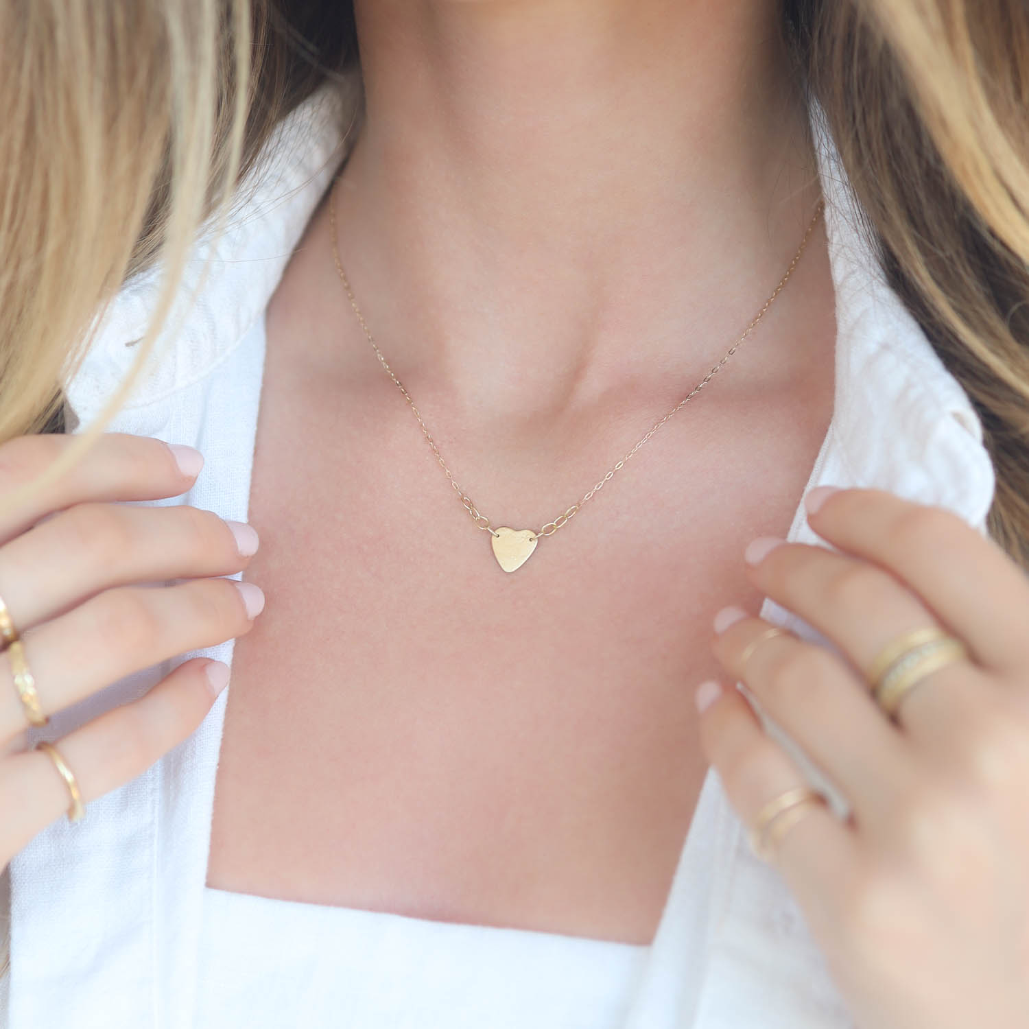 Sarah McGuire: Necklace,Mini Paper Heart,14/18k,17"