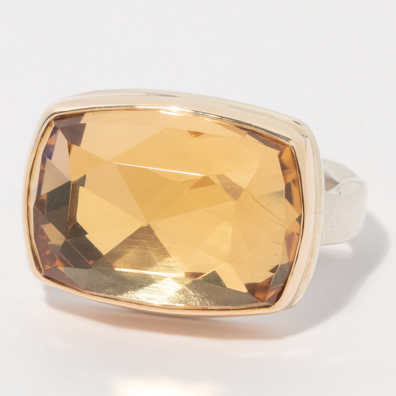 gold and silver ring with citrine by jewelry designer Jamie Joseph