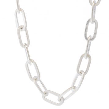 Gurhan: Men's Silver Necklace, Chain, Silver featuring 9x3.2mm plain oval links, 24.5" with handmade rolling lobster