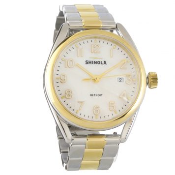Shinola: Watch, Derby 3 Hand, 38mm, MOP Silver & Gold Bracelet